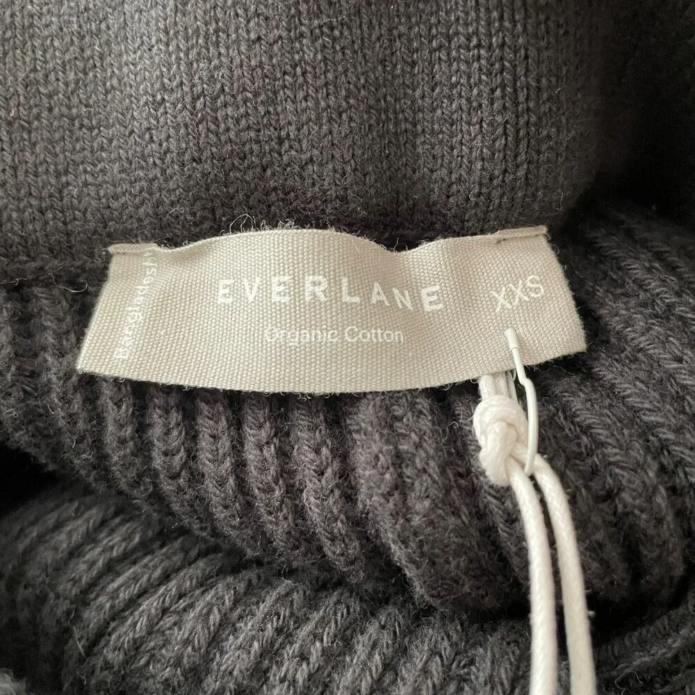 Everlane The Organic Cotton Sweater Midi Skirt‎ Size XXS Black Ribbed Knit NWT
